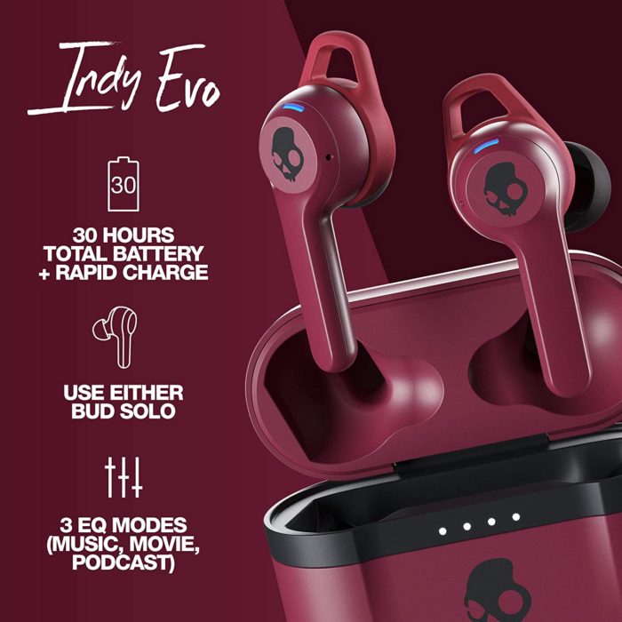 Skullcandy Indy Evo True Wireless In-Ear Earphones Dark Red